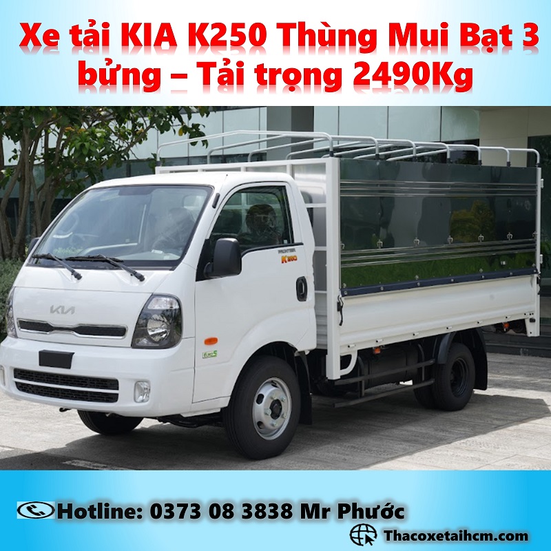 Xe tải Kia 2.4 tấn mui bạt 3 bửng